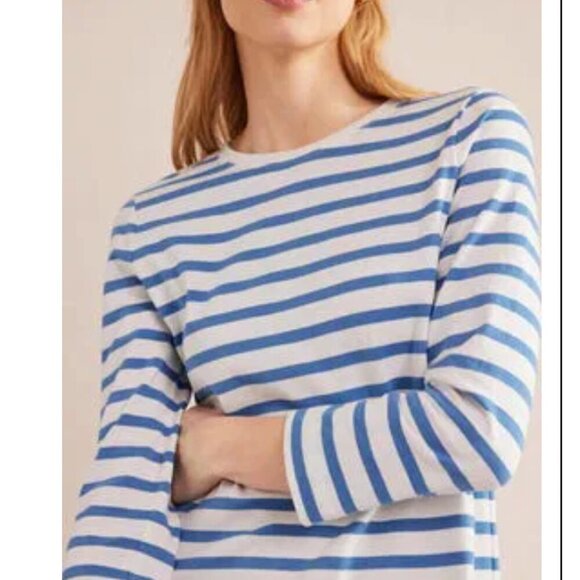 Boden Mini T-shirt Dress 3/4 sleeve blue white striped size 8R preppy - Picture 3 of 11